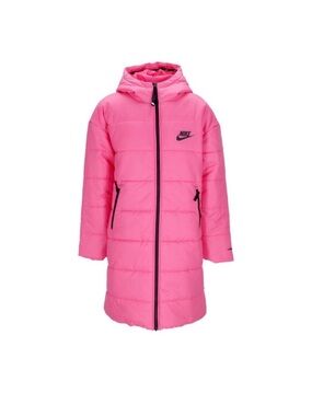 Nike Hot Pink Long Puffer Jacket with Hood